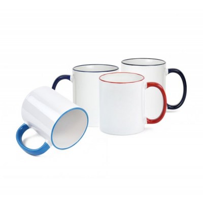 Coffee Mug with Colored Rim/Handle