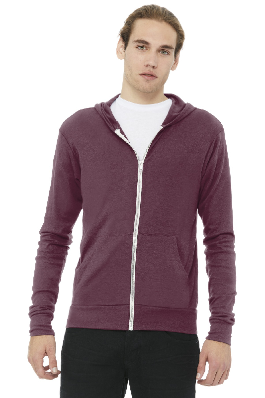 BELLA+CANVAS Unisex Triblend Full-Zip Lightweight Hoodie. BC3939-1