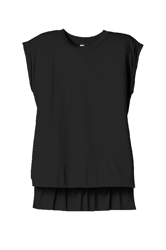 BELLA+CANVAS Women's Flowy Muscle Tee With Rolled Cuffs. BC8804-1