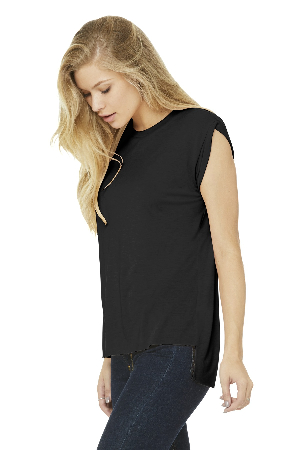 BELLA+CANVAS Women's Flowy Muscle Tee With Rolled Cuffs. BC8804-2