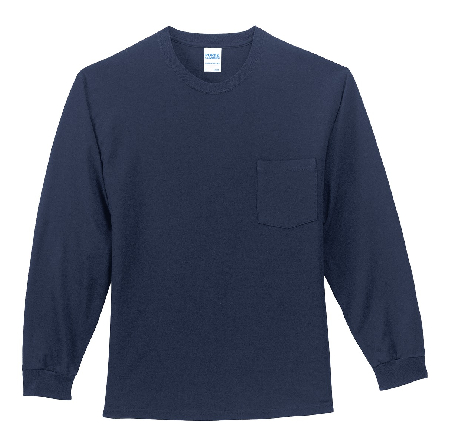 Port & Company Tall Long Sleeve Essential Pocket Tee. PC61LSPT-1