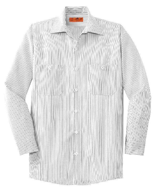 Red Kap Long Size  Long Sleeve Striped Industrial Work Shirt. CS10LONG-4