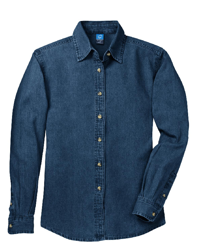 Port & Company - Ladies Long Sleeve Value Denim Shirt. LSP10-1