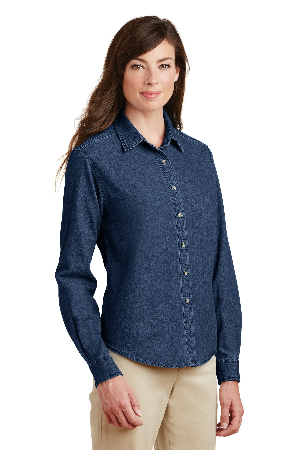 Port & Company - Ladies Long Sleeve Value Denim Shirt. LSP10-2