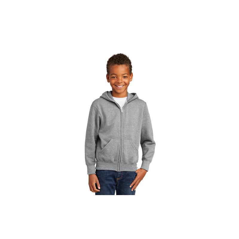 Port & Company - Youth Core Fleece Full-Zip Hooded Sweatshirt.